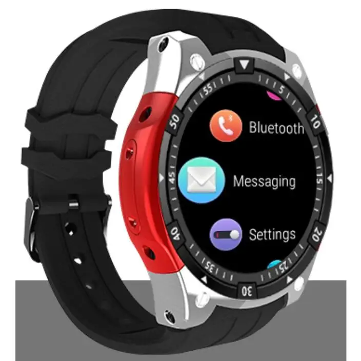 Slimy X100 Смарт-часы ОС Android 5,1 Smartwatch MTK6580 1,3 дюймов 3g наручные часы с SIM gps Wi-Fi 512 МБ/8G PK X200 KW88 KW99 - Color: Silver Red