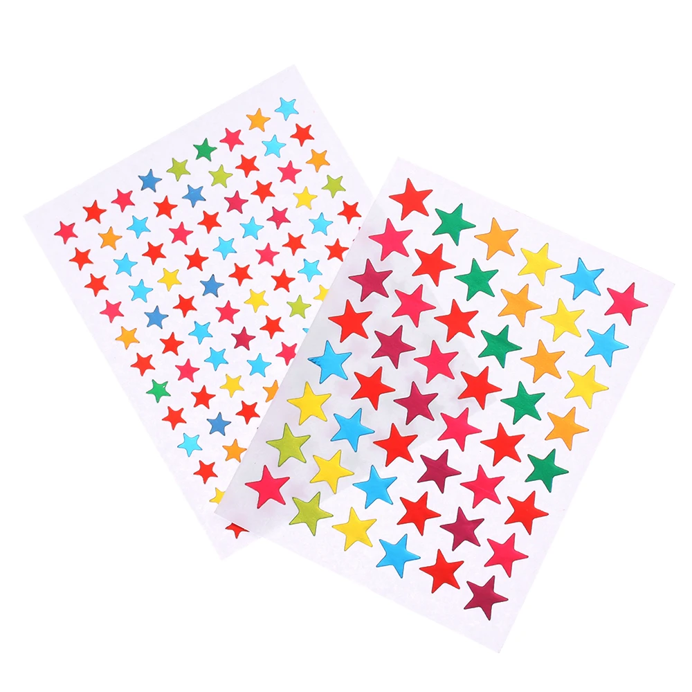 

10PCS/Bag Mother Teacher Praise Label Award Five-pointed Star Smiley Face Stationery Sticker Child Gilding Reward Flash Stickers
