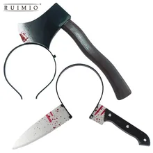 2 шт. страшно Смешные Хэллоуин реквизит кровавая через ободок для волос головной убор повязка Hairband трюк игрушка ужас Вечерние