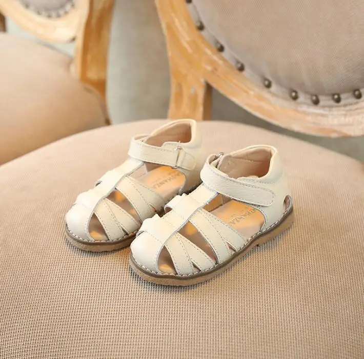 

Kids Shoes 2019 New Summer Children Fashion Toddler Genuine Leather Sandals Baby Girls Brand Black Beach Shoes Flat