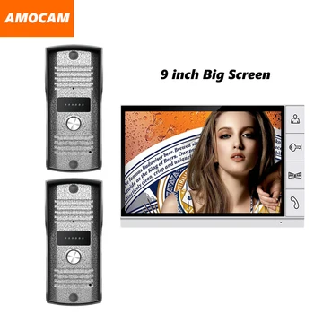 

9" screen video door phone intercom system video doorbell visual intercom villa intercom system 2-Aluminium alloy Camera
