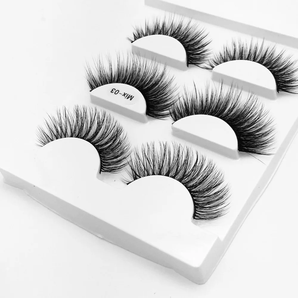 

NEW Mix 3 Pairs 3d mink lashes natural false eyelashes thick long black mink eyelashes soft makeup eyelash extension faux lashes
