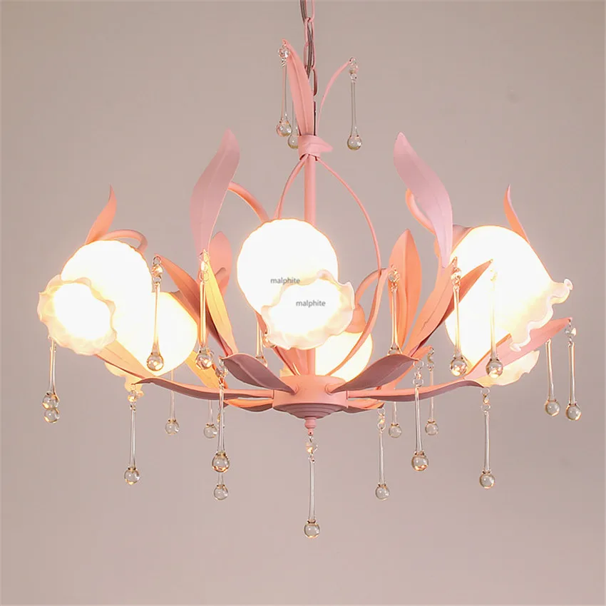 

Korean Style Romantic LED Chandelier Living Room Bedroom Warm Lighting Light Fixture Coffee Shop Hanglamp Modern Home Decor
