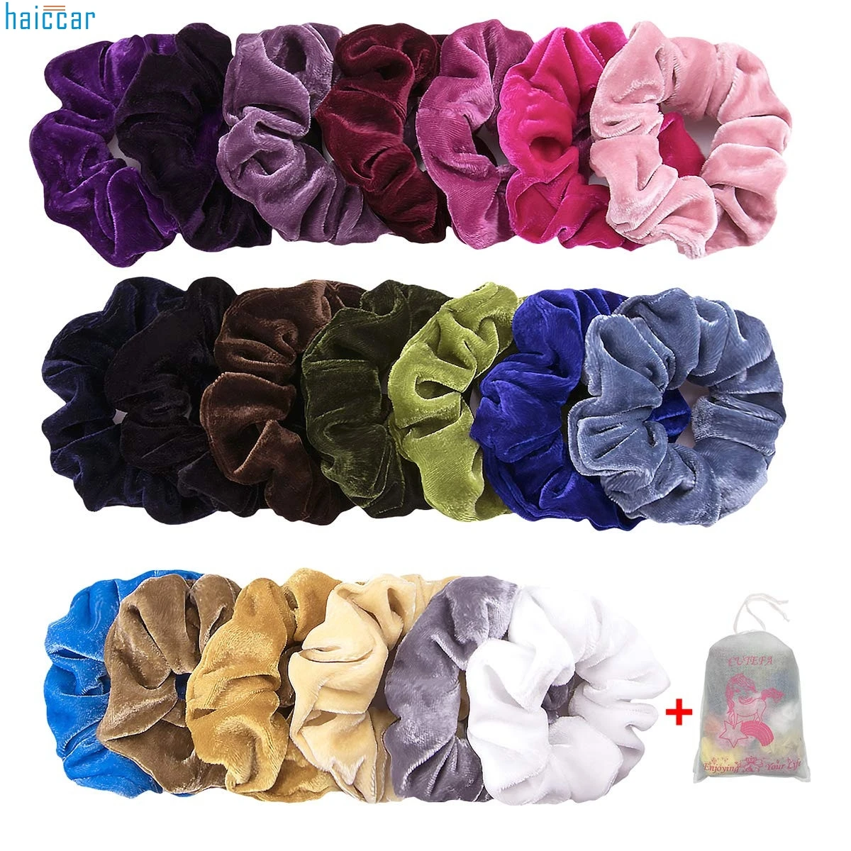 

Hair Ring Headband 20 PCS Hair Velvet Elastics Hair Ties Bright Colorful Bobbles Bands 20 Colors Head Chain Hair Rope #20
