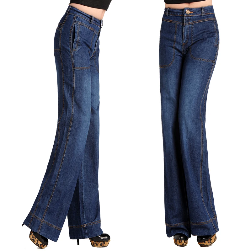 Spring Fall Fashion Womens Vintage Wide Leg Mid Waist