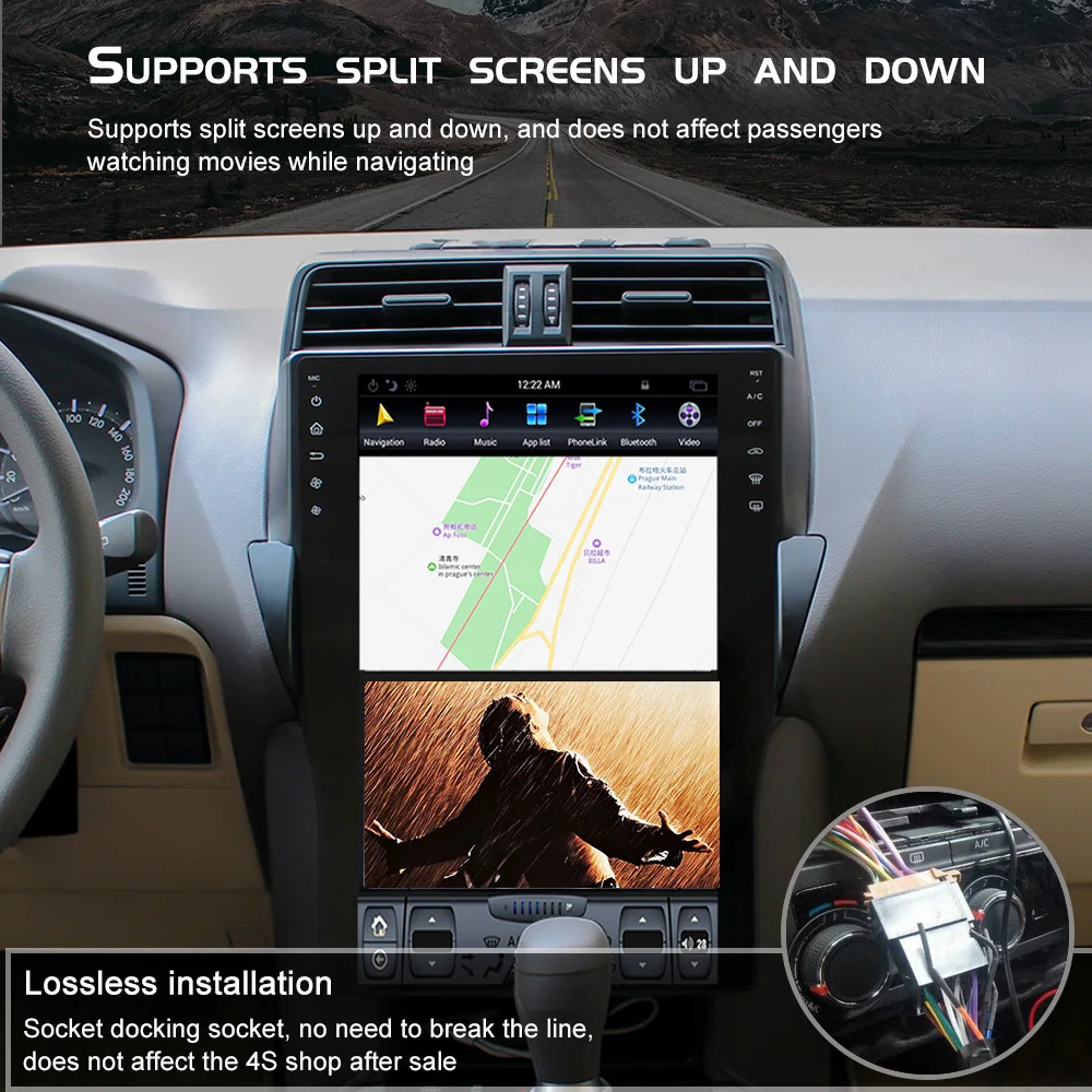 Discount 13.6" Android 8.1 4G RAM Tesla style Car GPS Navigation For TOYOTA LAND CRUISER prado 150 2010-13 multimedia radio tape recorder 21