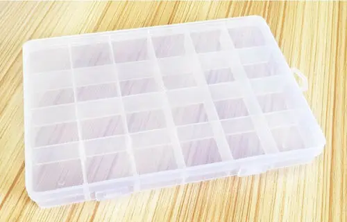 

24 Cells Slot Transparent Storage Box Cover Shell Electronics Component Box