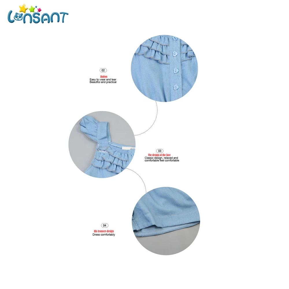 LONSANT/Новинка г.; летняя одежда для маленьких девочек; джинсовые комбинезоны; синие хлопковые потертые джинсы; комбинезон без рукавов с бантом