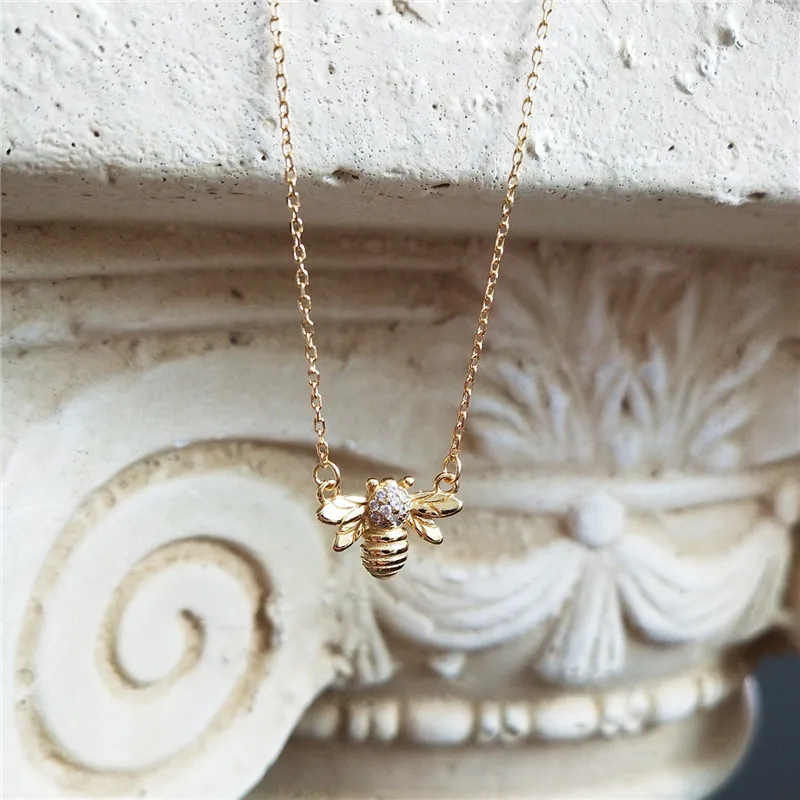 INZATT, персонализированное, милое, пчелиное, геометрическое, круглое ожерелье, золотой цвет, 925 пробы, серебро, модное ювелирное изделие для женщин, подарок
