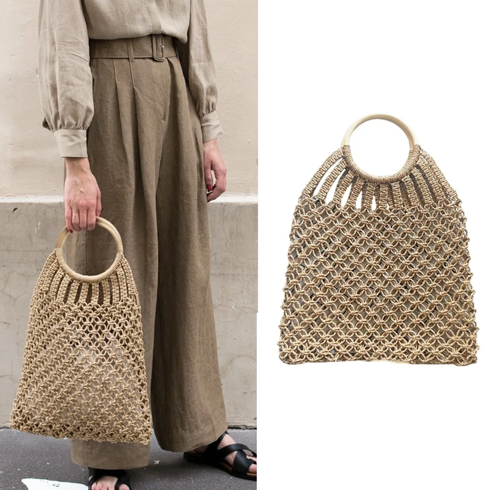 

BEAU-Braided Bag Summer Fashion Natural Women'S Hand Bag Beach Outdoor Travel Handmade Totes Rattan Handbag Woven Storage Bags