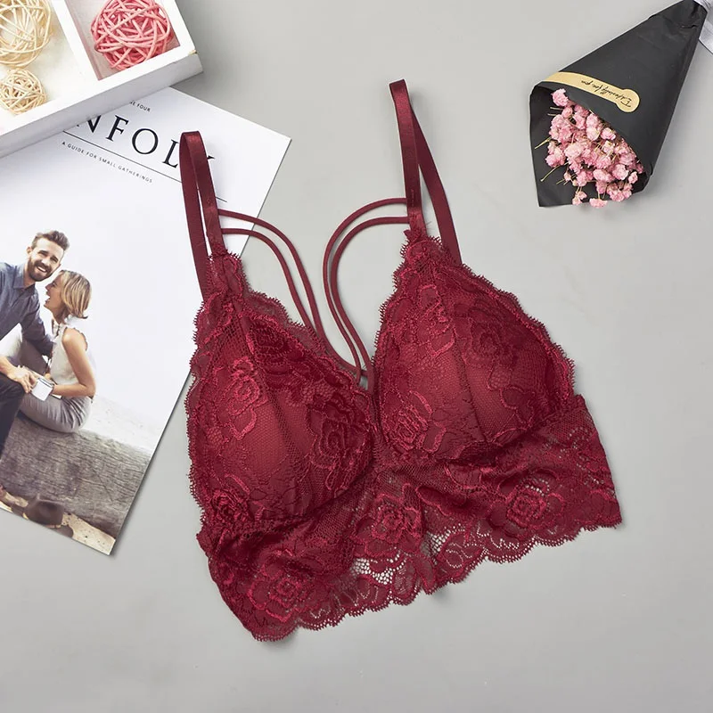 

2019 Push Up Bra Plus White Strappy Bra Size Pink Lace Femme Bras Seamless Wireless F1 Red Black Bralette Blue For Women
