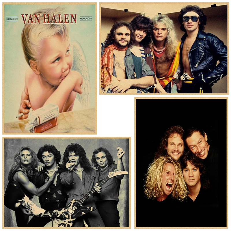 

Van Halen Posters.Retro-rock band poster wallpaper home decorative heavy metal rock kraft paper poster wall sticker