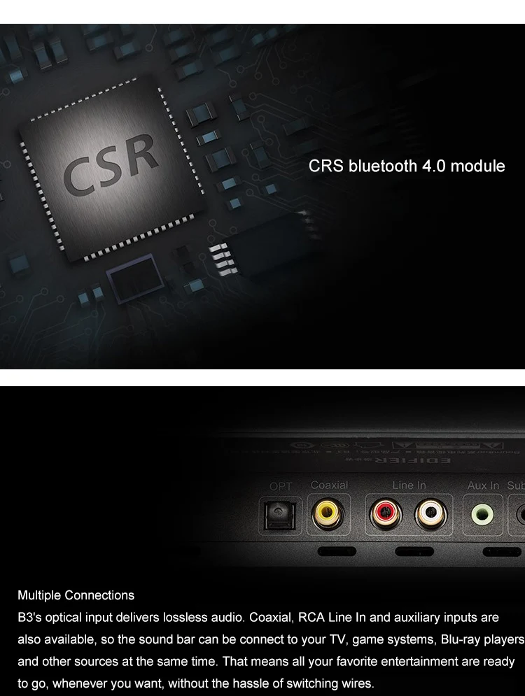 Edifier B3 Саундбар стерео динамик для ТВ и гостиной с Bluetooth, оптические и вспомогательные подключения аудио вход