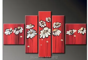 

100% Hand Painted High Quality Abstract 5 Pcs Set Flower Decoration Oil Painting On Canvas Home Modern Wall Art For Living Room