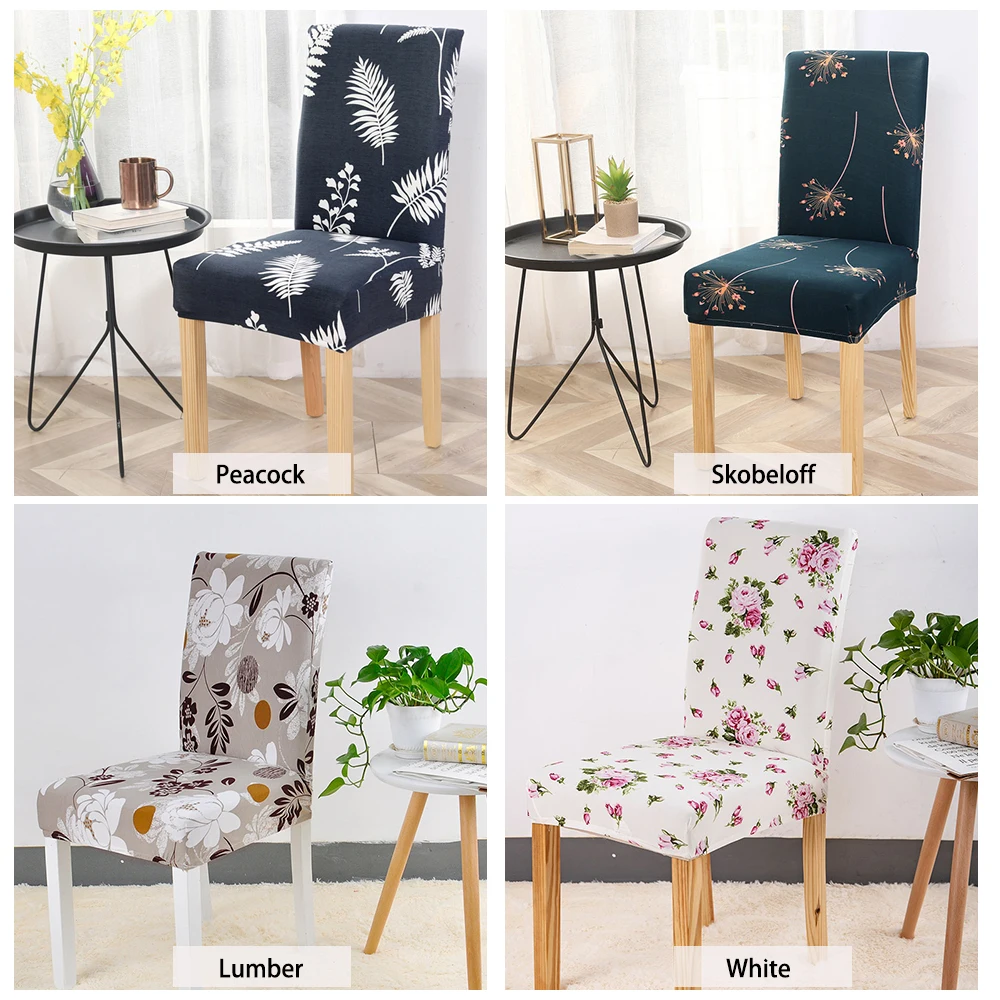 Dining Chair Cover Spandex Universal Printed Kitchen Removable Seat Cover for Banquet Restaurant Party Chair Slipcover 1PC