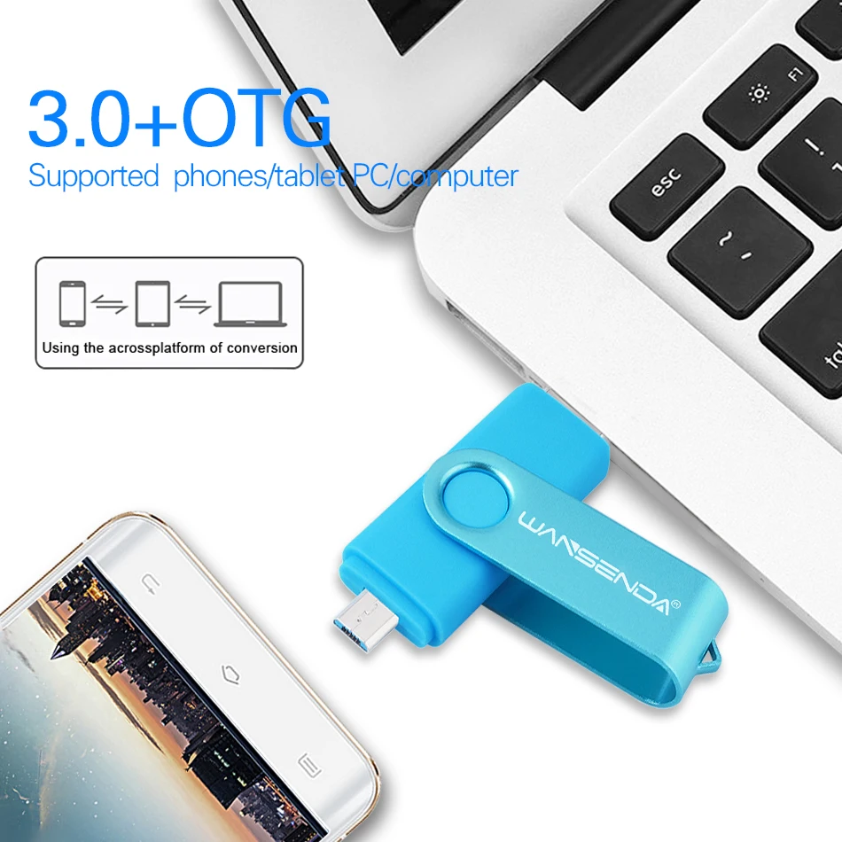 WANSENDA OTG USB флеш-накопитель USB 3,0 флеш-накопитель 16 ГБ 32 ГБ 64 Гб 128 ГБ 256 ГБ флеш-накопитель высокоскоростной флеш-накопитель USB 3,0 карта памяти