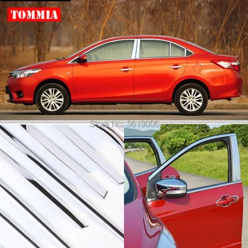

TOMMIA Full Window Middle Pillar Molding Sill Trim Chromium Styling Strips Stainless Steel For Toyota Vios 2013-2014