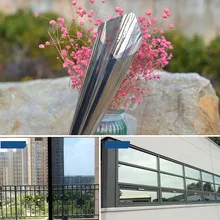 SUNICE строительный оконный декор, односторонняя зеркальная оконная пленка, отражающая солнце, серебристый слой, тонировка, декор «здания», 100 см x 100 см