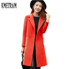 Новинка, шерстяное пальто средней длины на осень и зиму, женский костюм, двубортный, тонкий, женские пальто и куртки, шерстяная верхняя одежда, WUJ0462