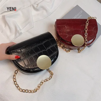 

Luxury Handbags Women Bags Designer Crocodile Alligator Stone Pattern Small Round Half Moon Shoulder Bag Casual Clutch Purse Ins
