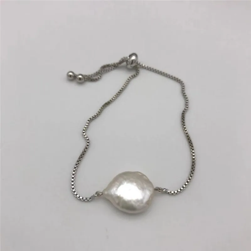 

New natural freshwater White twisted buckle irregular pearl bracelet adjustable length