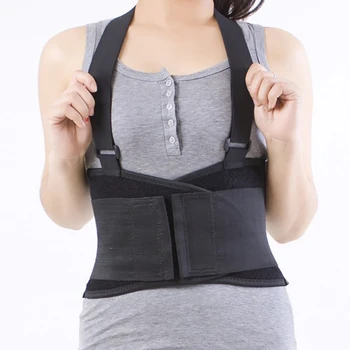 

Back Brace with Suspenders Men Women Removable Shoulder Straps Lumbar Back Support Lower Back Pain Worker Care Productor XL Y002