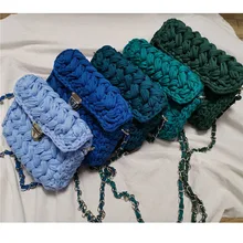 Новая популярная онлайн-сумка знаменитостей ins, тканая трикотажная сумка, женская сумка-мессенджер на плечо, хлопковая тканевая плетеная сумка ручной работы