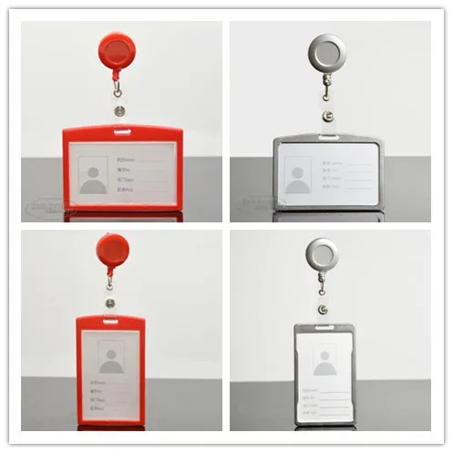 

10pcs Fashion Double Use Badge Reel Student Nurse Business Card ID Badge Holder Tag With Retractable Reels