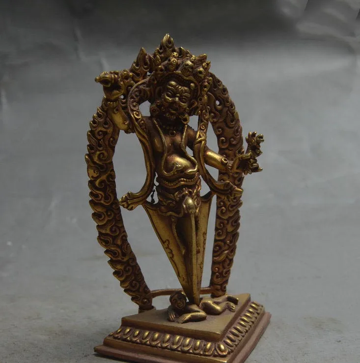 Тибетский буддизм Бронзовый Золотой Vajrapani Chana Dorje ножны для кинжала пхурба