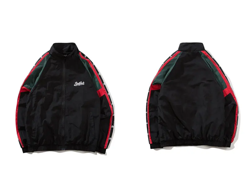 Sleeve Ribbon Color Block Zip Track Jackets 6