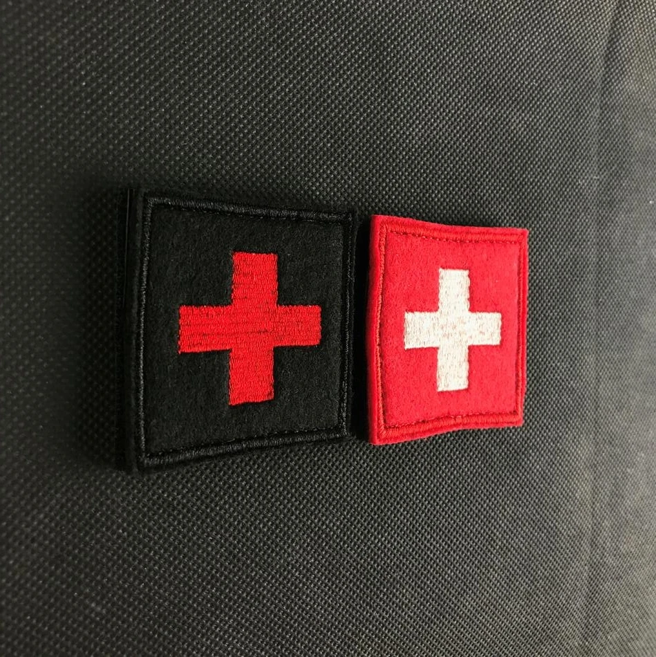 2pcs Embroidery Square Swiss Flag Patch Hook Loops Tactical Patches