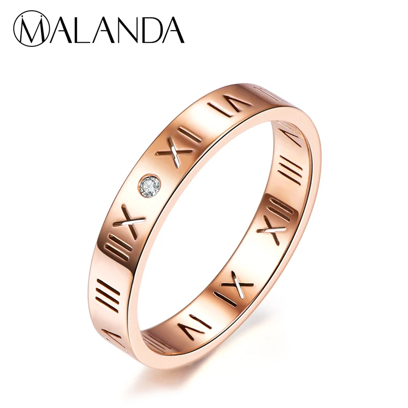 

MALANDA New Fashion Crystal from Swarovski Zircon Rings For Women Roman Numerals Exaggerate Female Weddings Rings Jewelry Gift