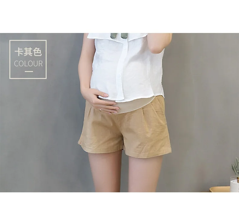 Летняя мода набор для ухода за новорожденным шорты для женщин эластичный пояс хлопок белье одежда беременных Для Беременность короткие штаны - Цвет: Хаки