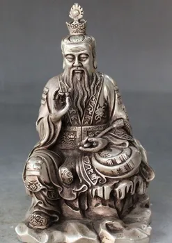 

YM 309 8" Chinese Silver Taoism Founder Taishang Laojun Senior moral Immortals StatUE