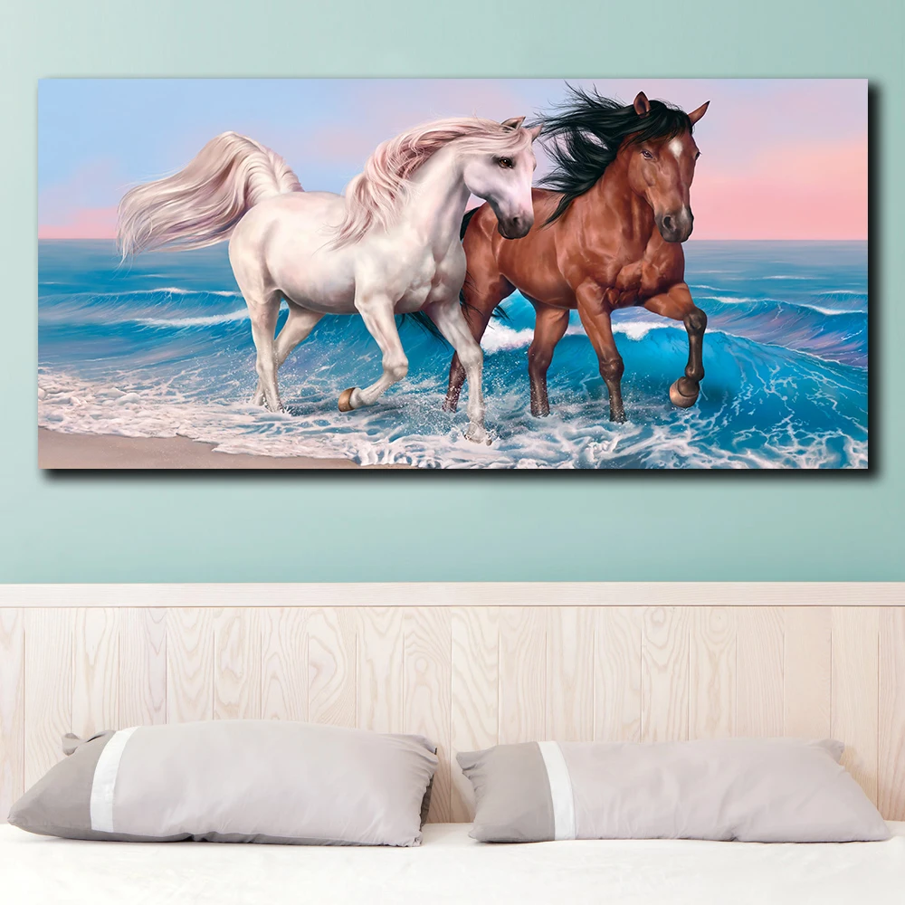 Rainbow Horses sea-ocean-sunset-white-brown 140 2