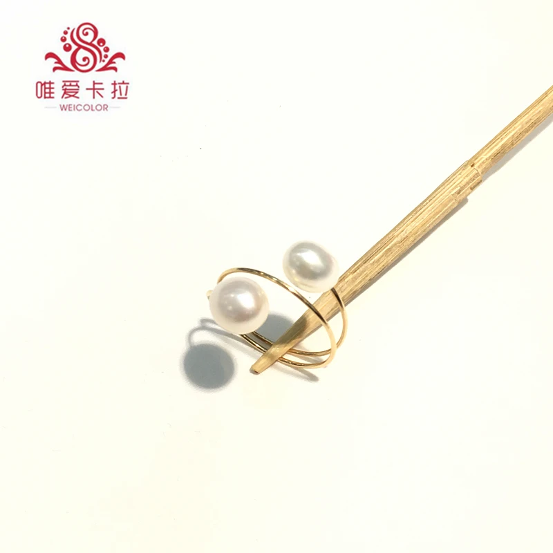 

WEICOLOR DIY Handmade Ring,Natural Waterdrop Freshwater Pearls ,Gold Mixed. Contact for Size in Diameter.