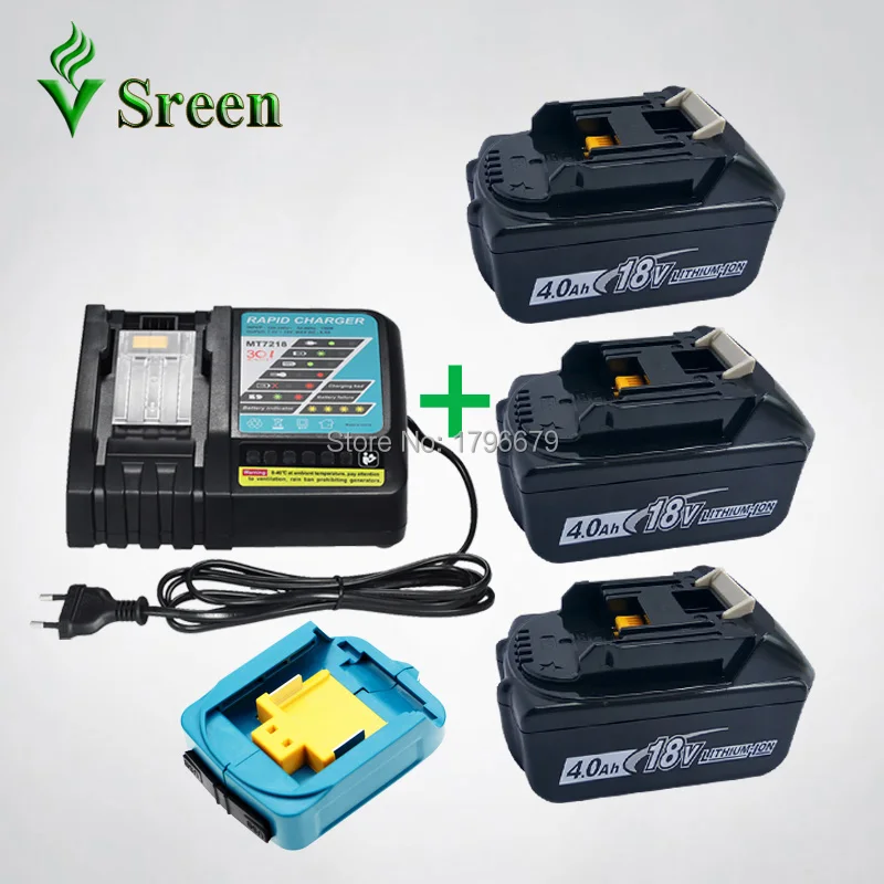 

3PCS 4000mAh Li-ion with Rechargeable Power Tool Battery Rapid Charger USB Adapter Replacement for Makita 18V BL1840 BL1830