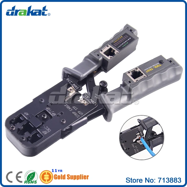 Сеть щипцы и тестер RJ45 8/6/4 Pin Ratchet TL-022 потрясающе