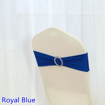 

Royal Blue Colour Shiny Round buckles Spandex chair sash wedding chair sashes lycra stretch chair band universal hotel party