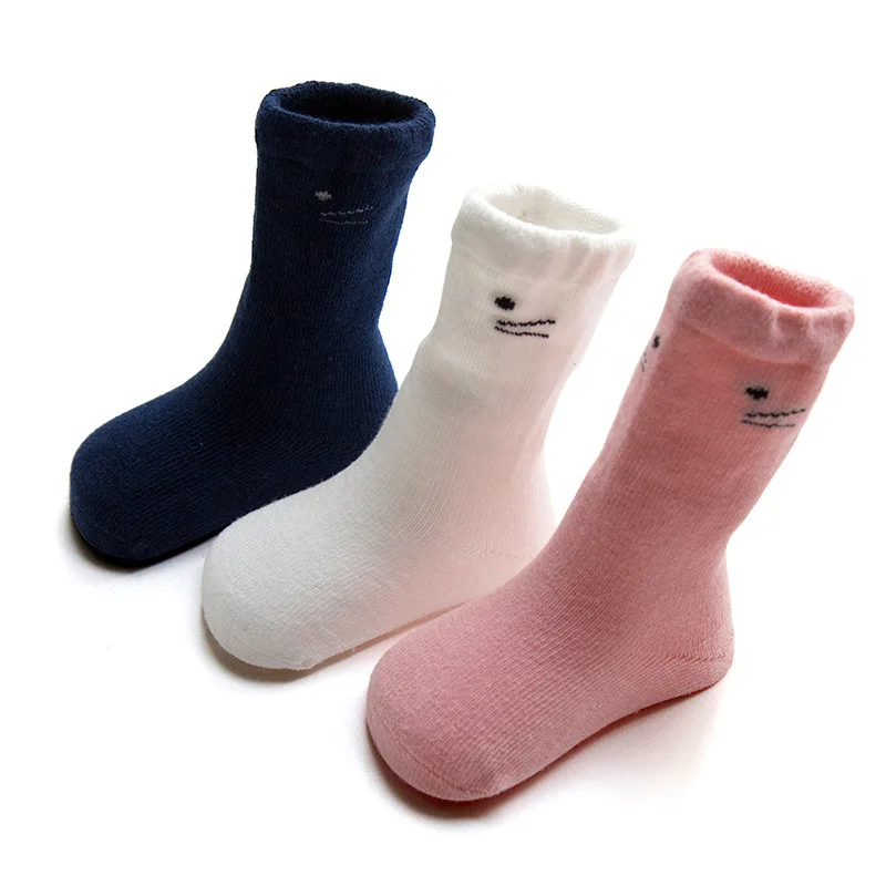 3 Pairs Cute Cotton Baby Tight Winter Fall Newborn Soft Boy Cat Pattern Kids Comfortable Girl Clothing | Мать и ребенок