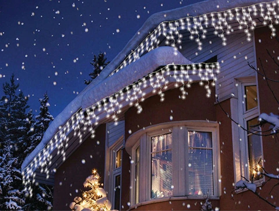 Гирлянда, уличный светильник, s занавеска, сосулька, светодиодный светильник, 3,5 м, свисает, 0,5 м, водонепроницаемый, для праздника, Рождества, свадьбы, Рождества, украшения
