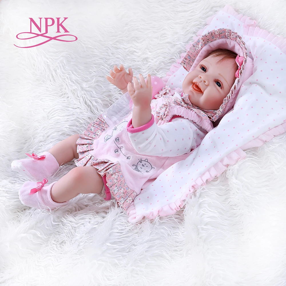 NPK52CM новорожденный улыбающееся лицо счастливый реалистичный bebe Кукла реборн ребенок реалистичный Мягкий сенсорный Утяжеленный тело рука укоренились волосы высокое качество