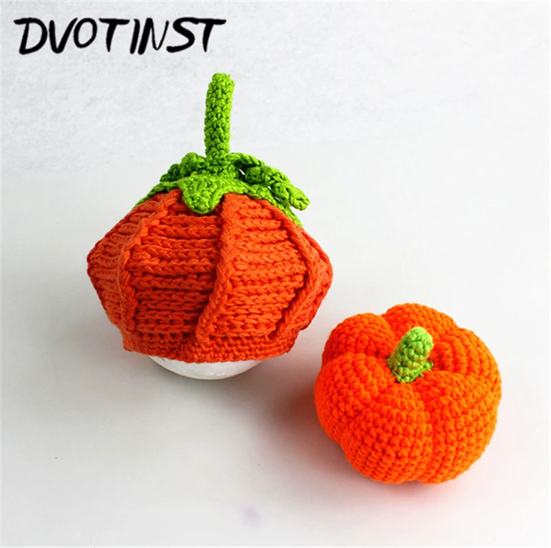 Dvotinst новорожденных Подставки для фотографий шляпа + тыква крючком вязать Fotografia