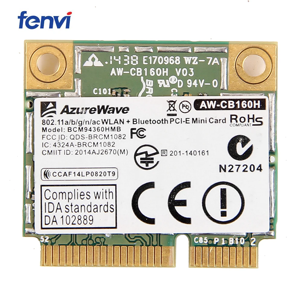 Двухдиапазонный 1300 Мбит/с Broadcom BCM94360HMB Mini PCI Express беспроводная Wifi карта 802.11ac Bluetooth