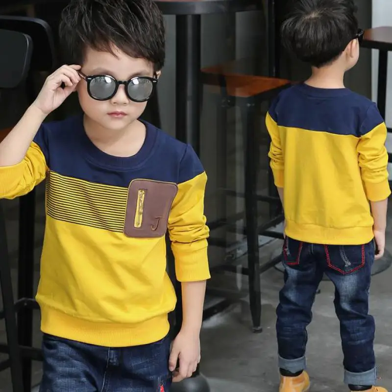 Goedkoop 2018 Lente Lange Mouwen Kids Kleding Jongens T shirt Gestreepte T shirt Jongens Kostuum Kids Tops Tee Shirt Garcon Roupas Infantis menino