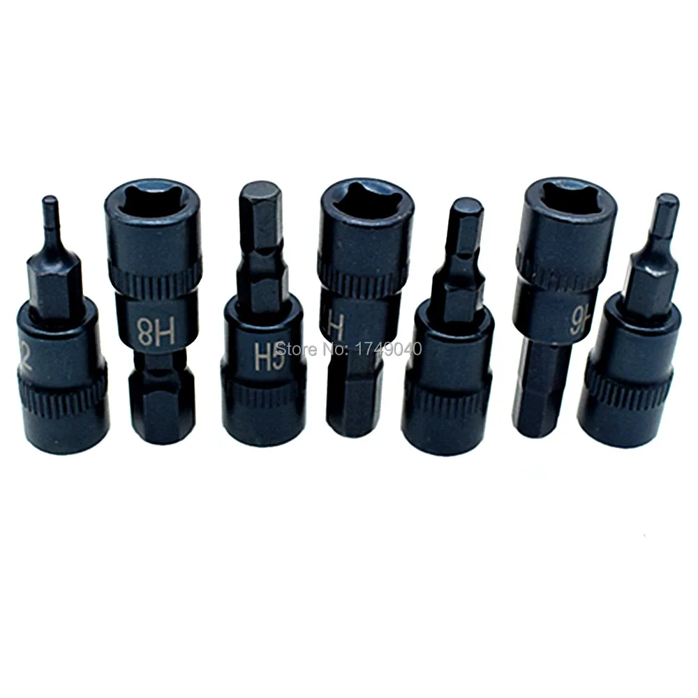 

1/4" Square Drive Hex Bit Socket Set 7 Piece Hex Screwdriver Bit Sockets Adapter Tool Allen Key Socket Bits H2 H3 H4 H5 H6 H7 H8