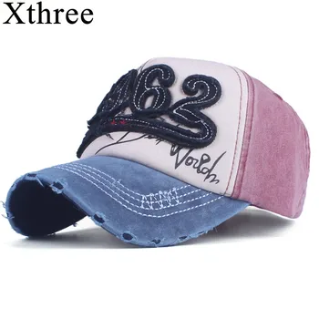 

Xthree cotton Washed baseball cap retro fitted cap snapback hat for men bone women gorras casual casquette embroidery letter cap