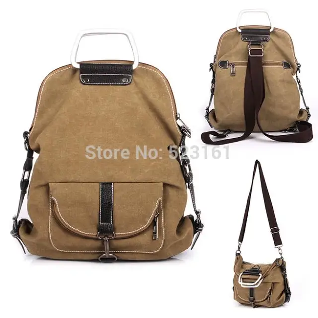 Buy Unisex Weekender Canvas Hobo Backpack with Leather