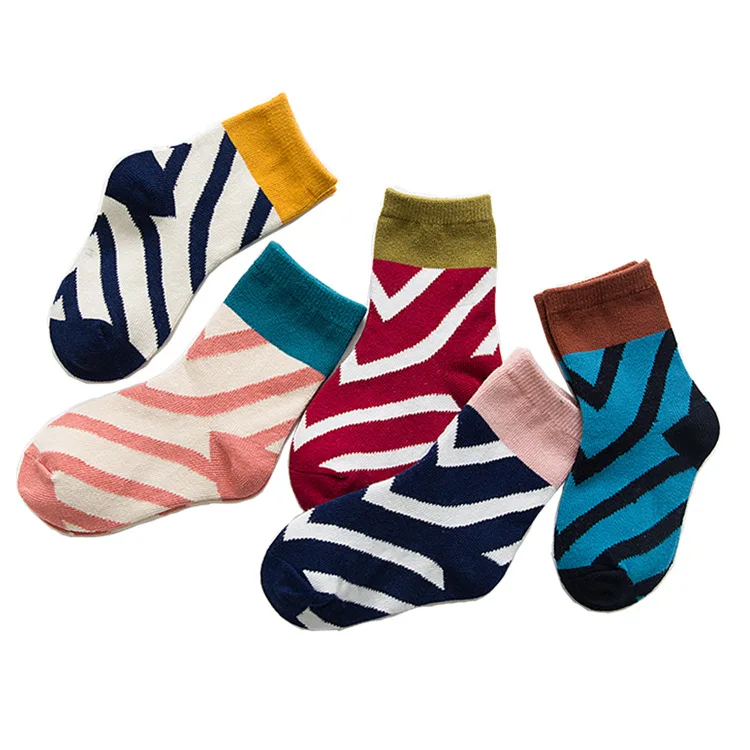 

5 Pairs/Lot Kids Socks Cotton Striped Sock Baby Girls Boys for 1-12 Children