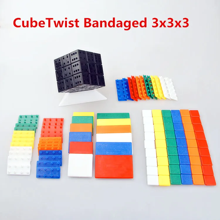 

Cuberspeed 3x3x3 DIY CubeTwist Bandaged Cube Black with Plastic Color Stickers Brain Teaser Puzzle Cube for Magic Cube